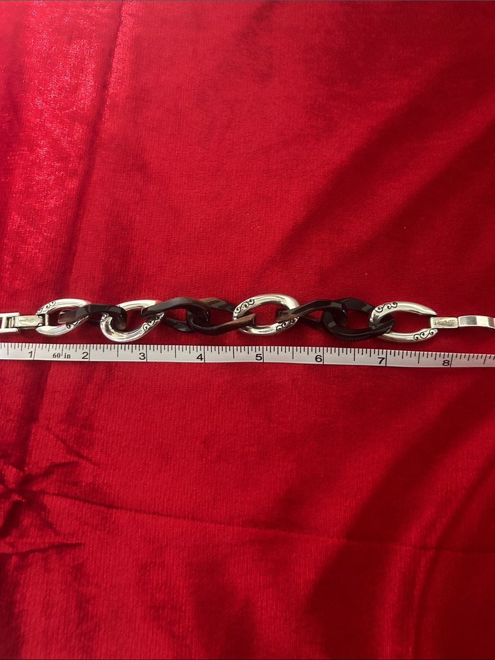 Brighton Silver and Black Interlocking Link Bracelet